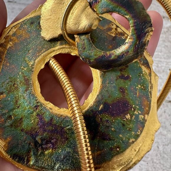 Vintage 70s Modernist Abstract Funky Necklace And Earrings Set - Picture 7 of 7